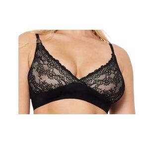 Ruby Ribbon Lace Demiette second Skin Wireless Bra Black Style 1776 Size 32 NEW